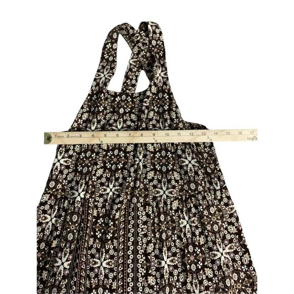 Beautiful J. Jill Maxi Dress- Chocolate Brown Printed Stretch Rayon Wide Strap W - Picture 9 of 10